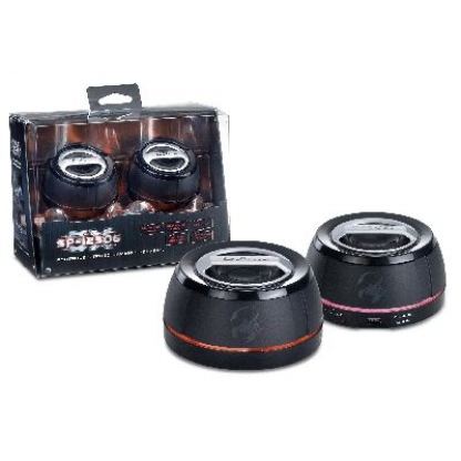 GX SP-i250G - Portable omni-directional stereo speakers, 40mm drivers, LED ring around speakers with changing colors, built-in lithium battery, pouch for each speaker + подарък тениска GX 2